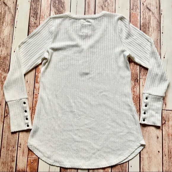CHASER White Button Cuff Knit Thermal Top M - Picture 3 of 5